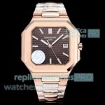 HBF Factory Copy Swiss Patek Philippe New Cubitus 9015 Brown Face Half Rose Gold Watch 
